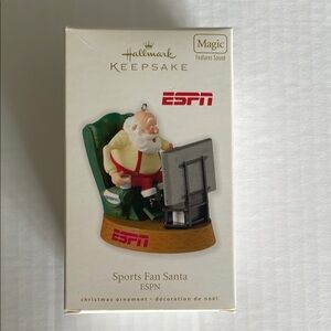 Hallmark Keepsake “Sports Fan Santa” ESPN  Christmas Ornament  NIB 🎉HP🎉